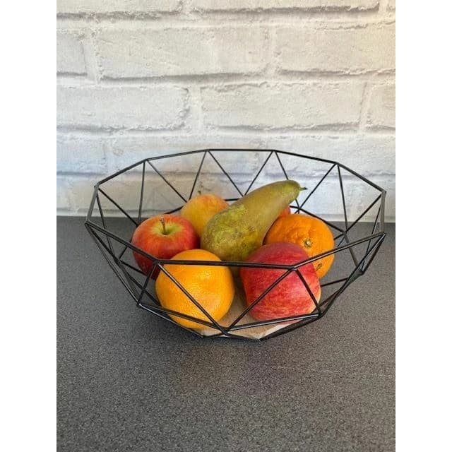 Fruteira Diamond Ecowood Fruteira Cozinha Suporte Organizador Bancada Aço Madeira Decorativa Moderna