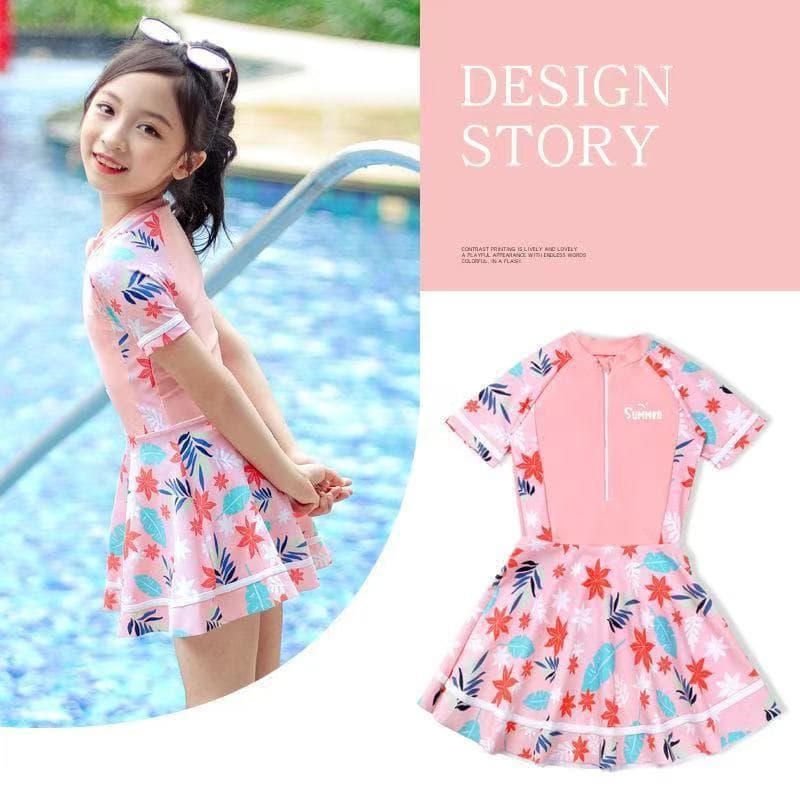 Roupa de Banho 10-16 Anos Maiô infantil JUVENIL Feminino Estilo Saia Shorts Biquíni Piscina Praia