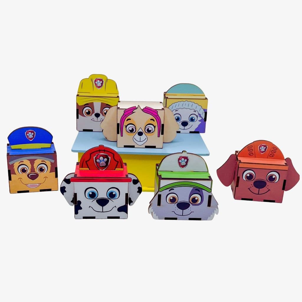 5/10/15/20PCS Mini Cubos Patrulha Canina em MDF - Lembrancinha Porta Bombom Caixinha