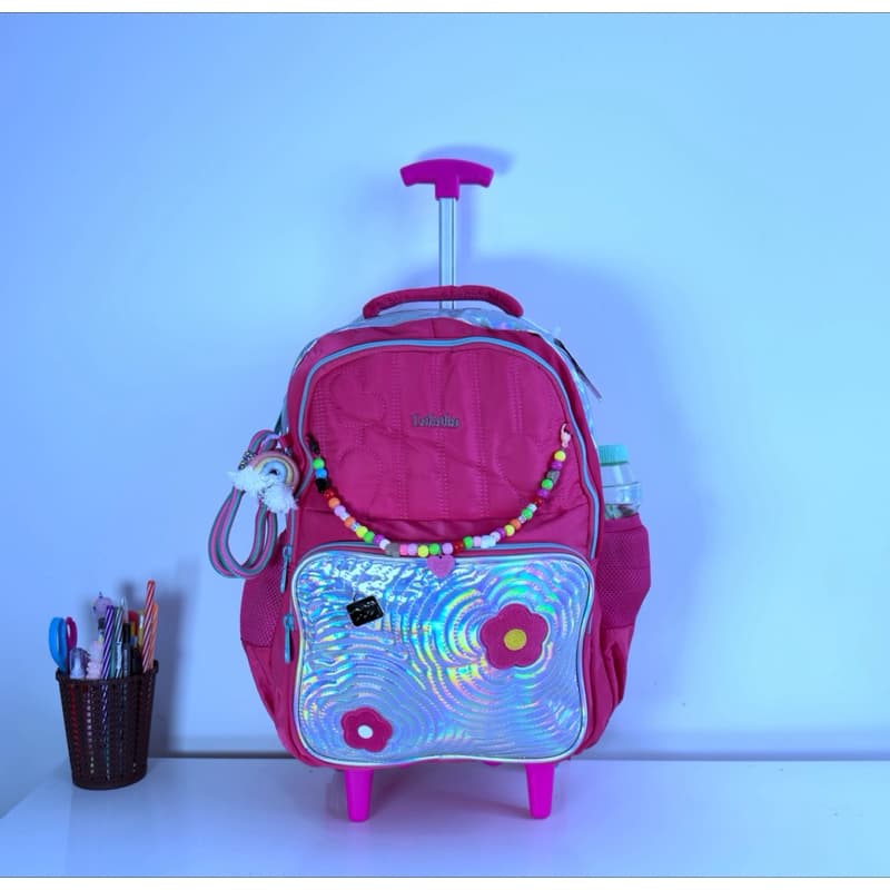 Mochila Escolar com Rodinhas Feminina Grande Carrinho Resistente para Meninas