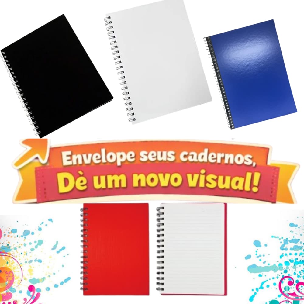 Encapar caderno adesivo capa dura, de anotações, 10 matérias, para colorir, inteligente,