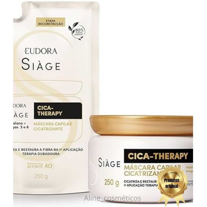 Combo Siàge Cica-Therapy Máscara: Máscara Capilar 250g + Refil Máscara Capilar 250g PRODUTO ORIGINAL .