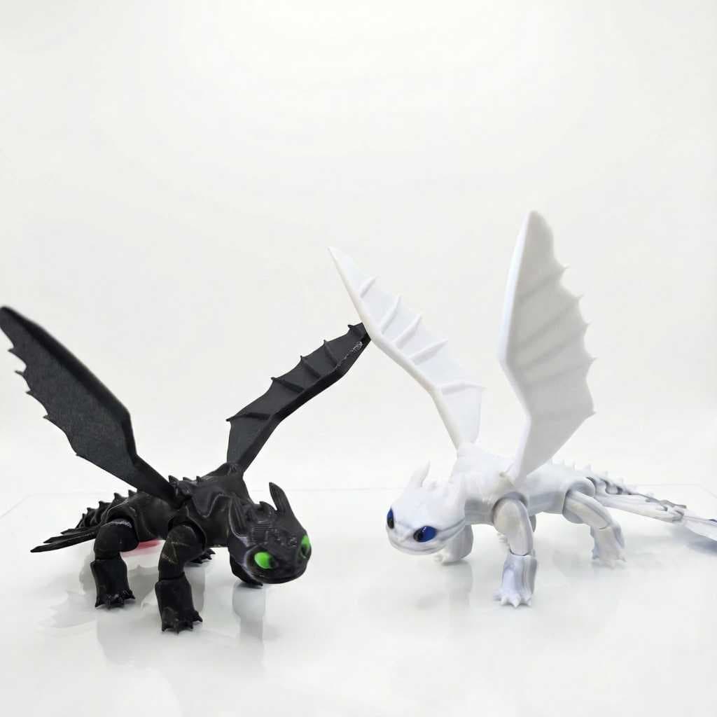 Dragão Articulado 3D – Banguela / Fúria da Luz – Brinquedo, Colecionável, Geek, Filme Como Treinar o Seu Dragão