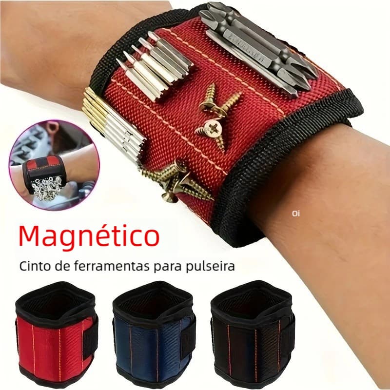 Pulseira Ferramentas Magnética 1 Peça – Suporte Brocas, Parafusos, DIY Faz-Tudo