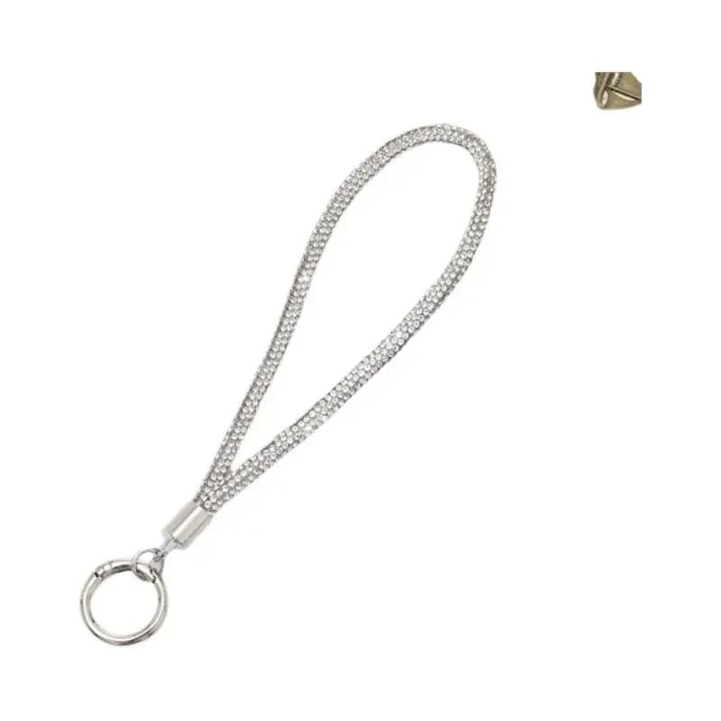 Chaveiro de Pulso Luxo Strass Brilhante Cordão de Mão Premium para Chave de Carro e Celular