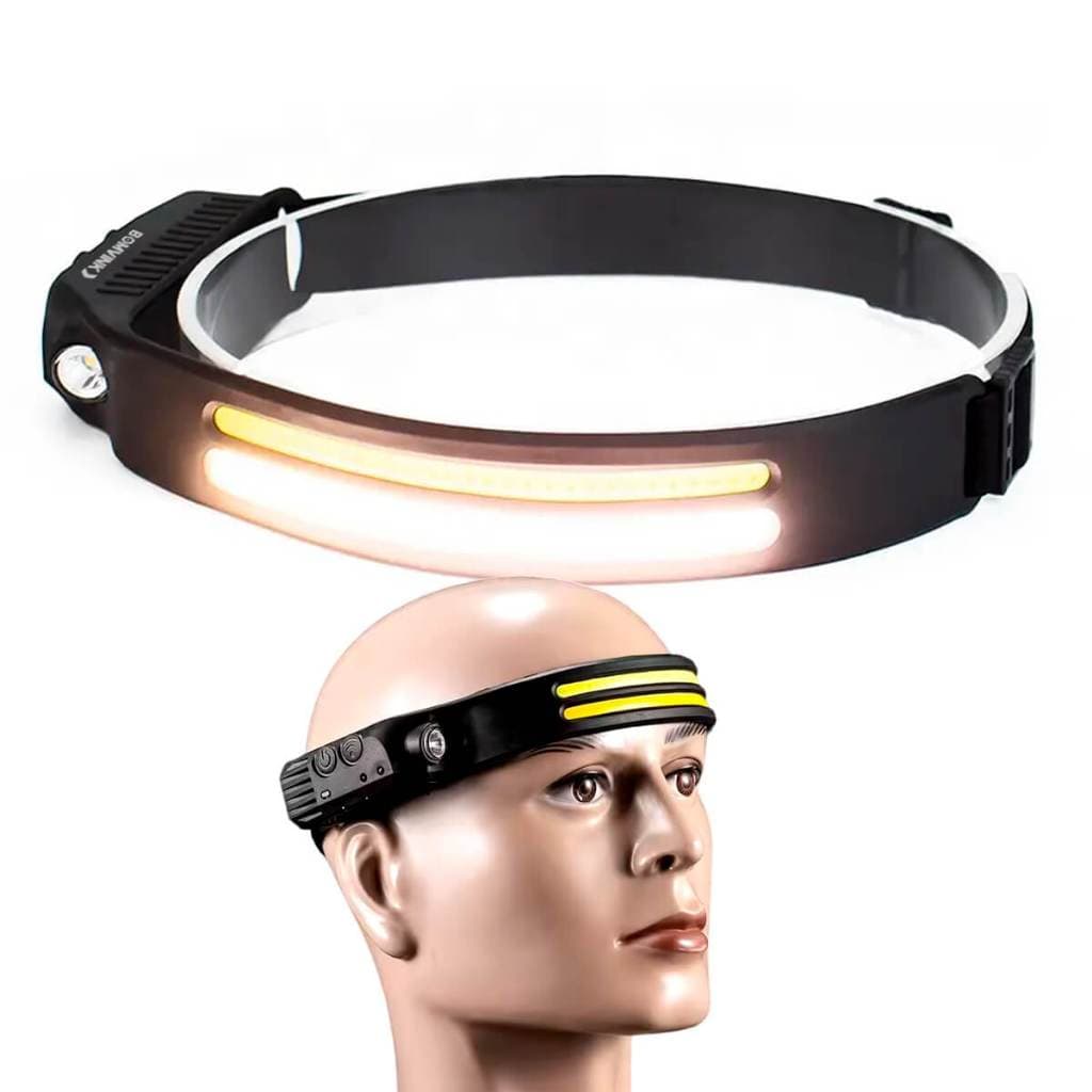 Lanterna de Cabeça LED com Sensor de Toque e Carregamento USB-C