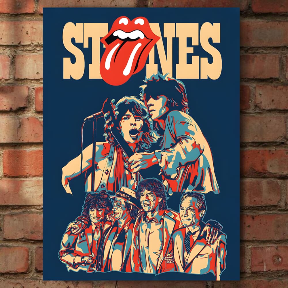 Placa Quadro Decorativo Rock Rolling Stones MDF 3mm Adesivo Vinil Quadro Rock