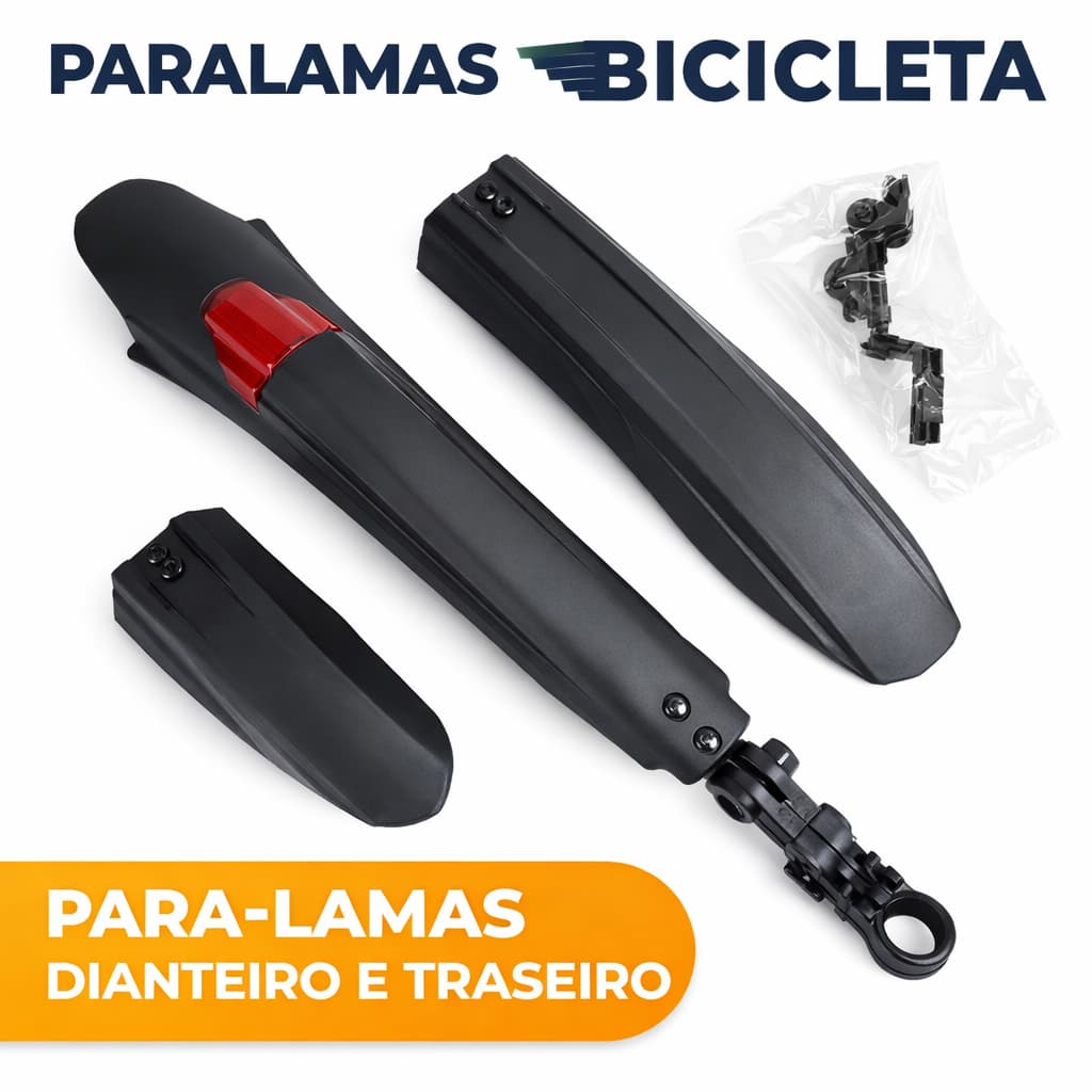 Paralama Bicicleta Universal Kit Dianteiro e Traseiro com Refletor e Suporte Ajustável
