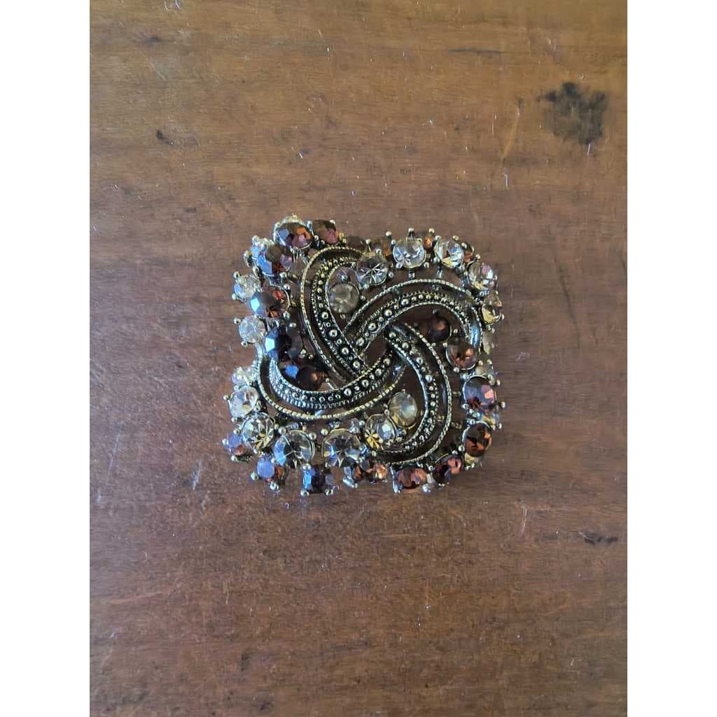 BROCHE VINTAGE, Déc. de 70, Pedras na cor Citrino/Imperial, ITEM COLEÇÃO, USADO, LER ANUNCIO ABAIXO, Excelente estado