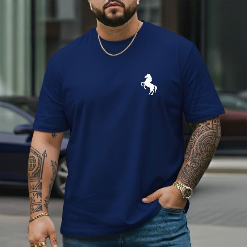 Camiseta Masculina P ao GG Camisa em Algodão Tecido Premium Cavalo Lançamento