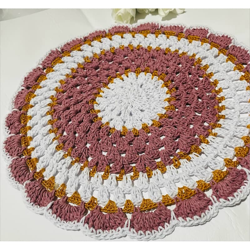 1 Sousplat Crochê 38cm Tradicional Toalhinha Mesa Posta Centro de Mesa Jogo Americano