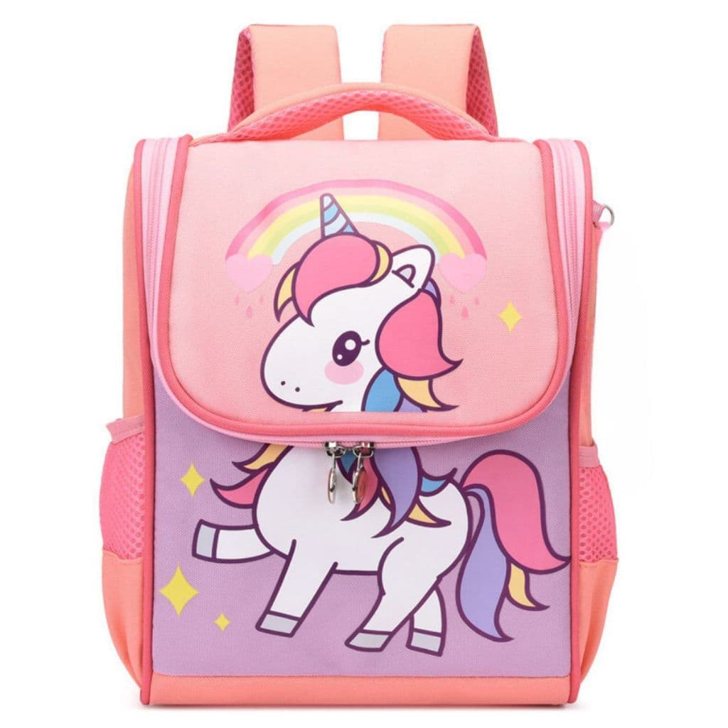 Mochila Escolar Infantil Menino Menina Dinossauro Gatinho de Costas