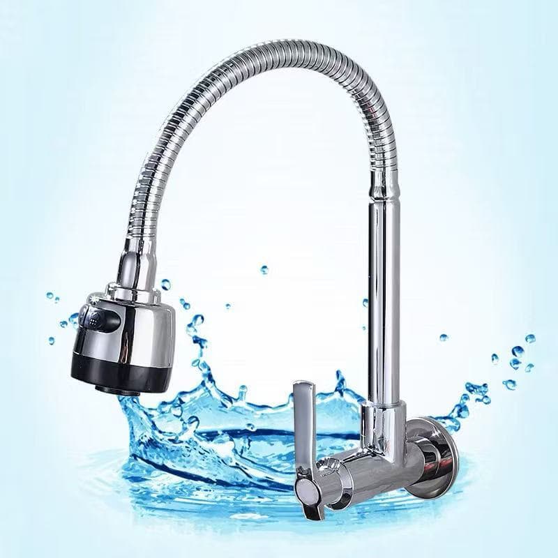 Torneira de cozinha única para água fria, com pia giratória, torneira universal de parede para pia.