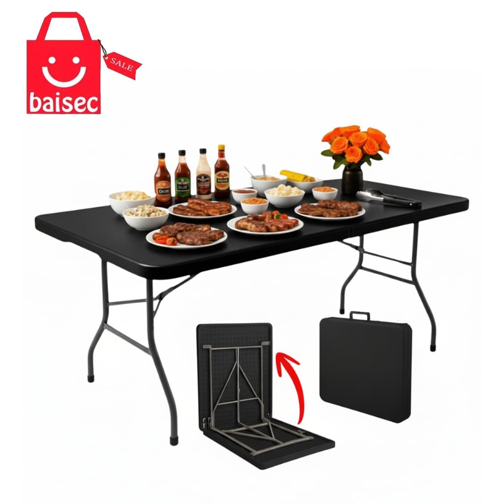 Mesa Dobrável Portátil 1,80m - Vira Maleta, Ideal para Camping e Jardim