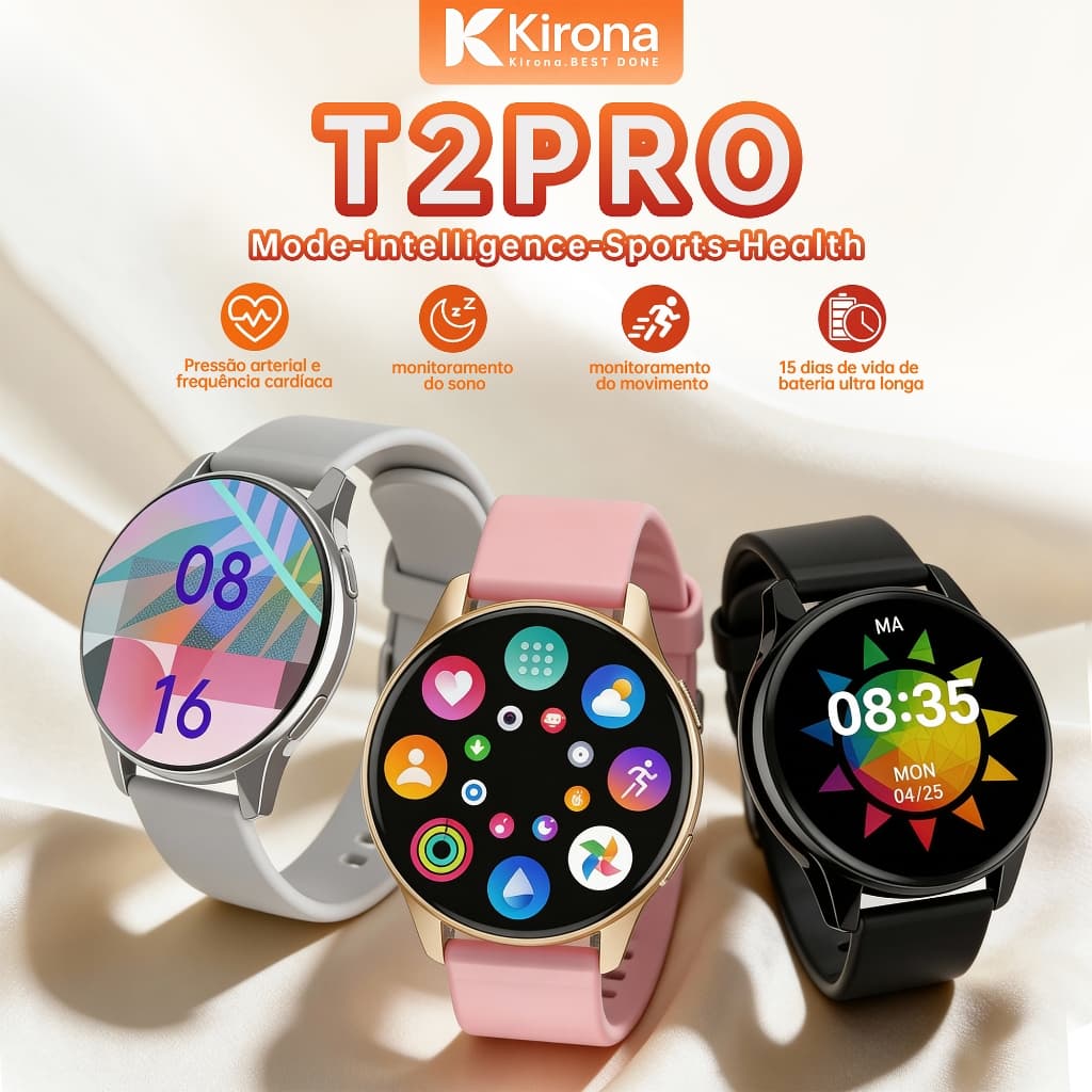 Relógio Inteligente T2PRO - Multifuncional, Bateria Longa, À Prova D'Água, OFERTA