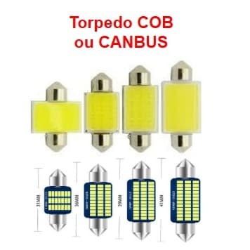 10 x Lâmpada Torpedo Led Cob 31 36 39 41 Luz Teto torpedo Cambus Canbus