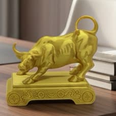 Touro Dourado Riqueza Sucesso | Estatueta Decoração Prosperidade Feng Shui Dinheiro