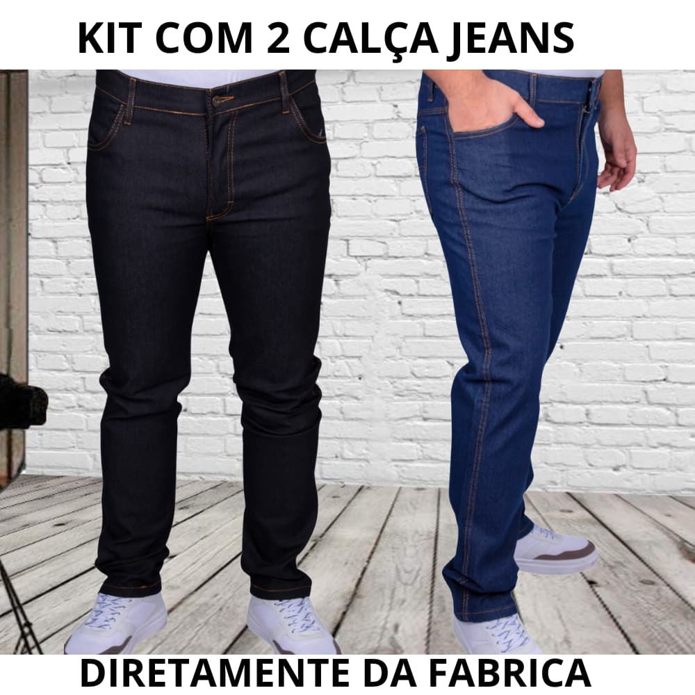 Kit 2 Calça Jeans Masculina Com Elastano Plus Size Ideal pra Trabalho