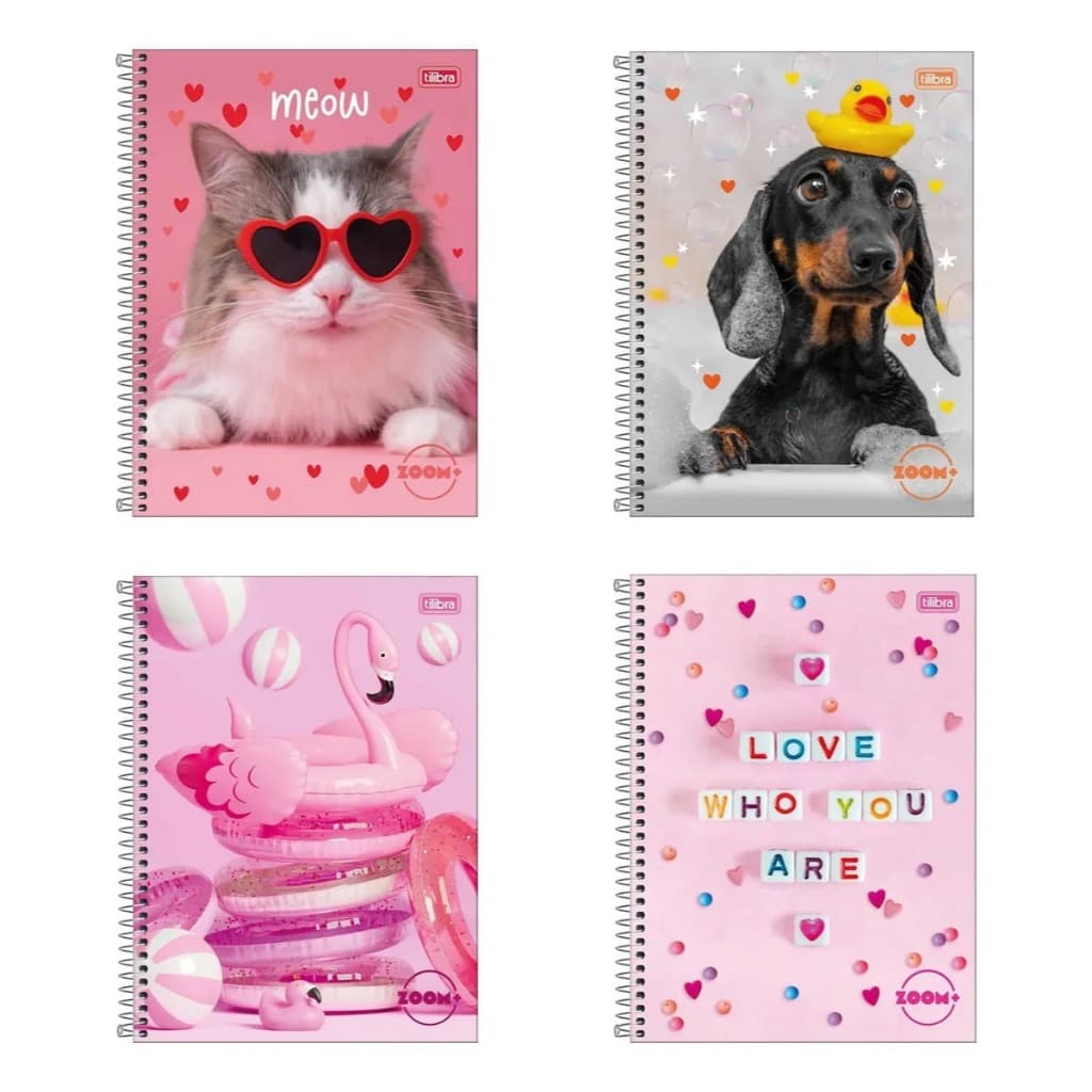 4 Caderno Tilibra Zoom+ Universitário 200 Folhas Feminino