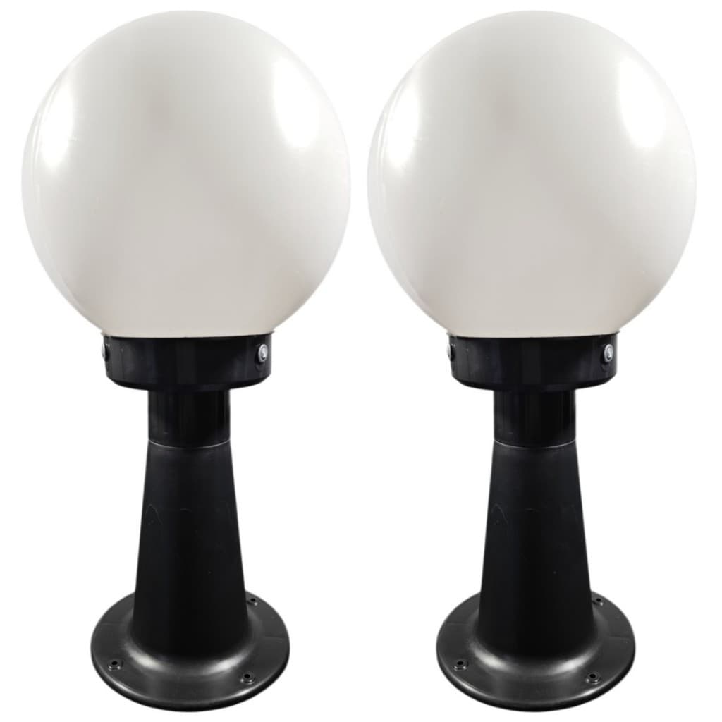 Balizador Jardim 40cm Preto C/ Globo De 20cm E-27 P/ Bulbo (2 peças)