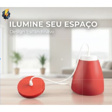 Luminária Led Pentente Vermelha 9W 6.500K Branca Fria Bivolt Kian