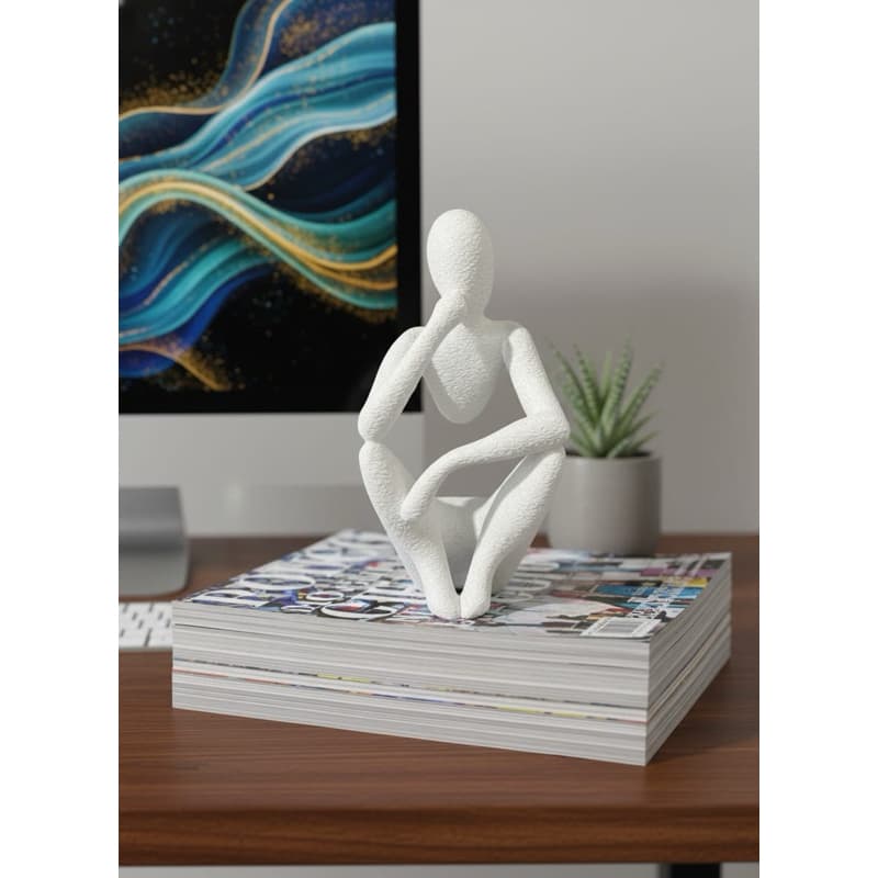 Estátua Decorativa Abstrata , Pensador Moderno de Plástico com Textura(Altura 13cm, Largura 7cm)