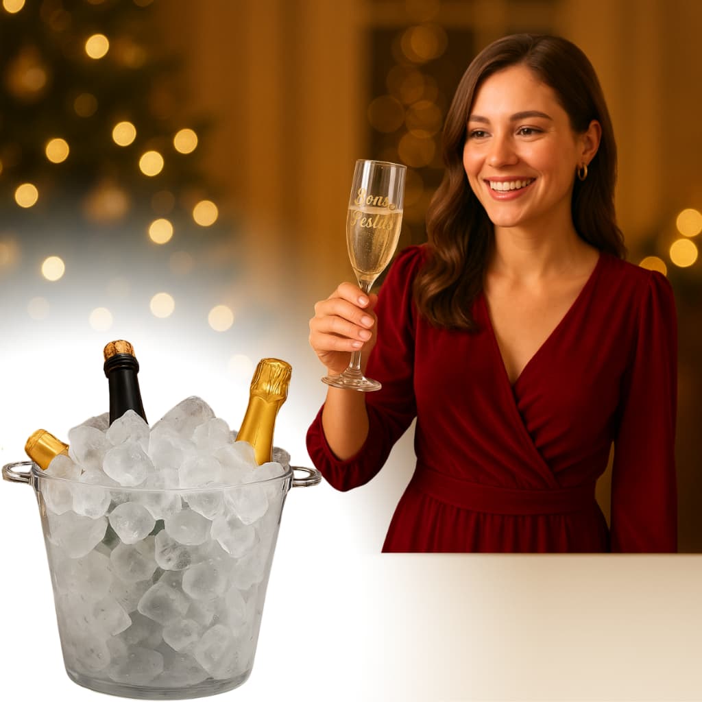 Balde Gelo Acrílico Luxo 5l Para Vinho Champanhe E Garrafas