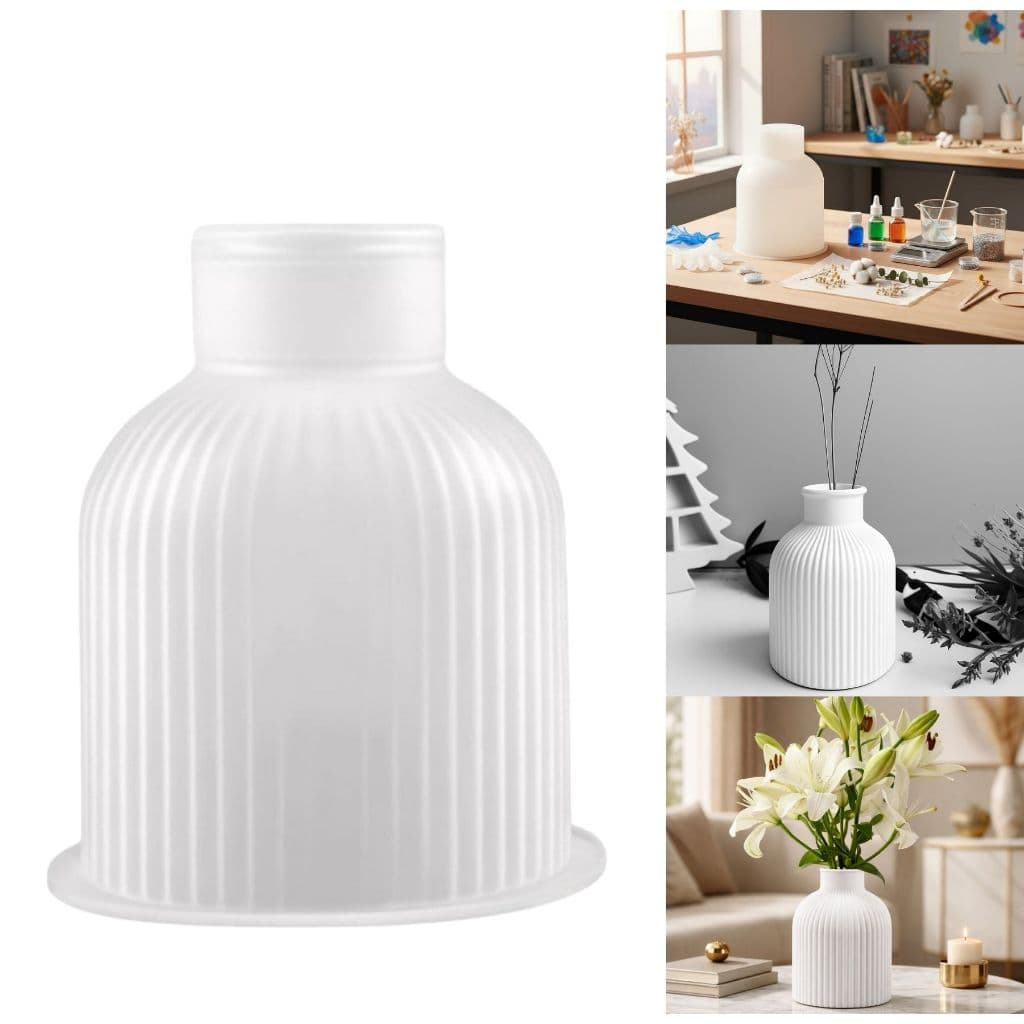 Molde Silicone Formato Vaso Riscado Para Velas e Vasos Decorativos Gesso Resina e Muito Mais