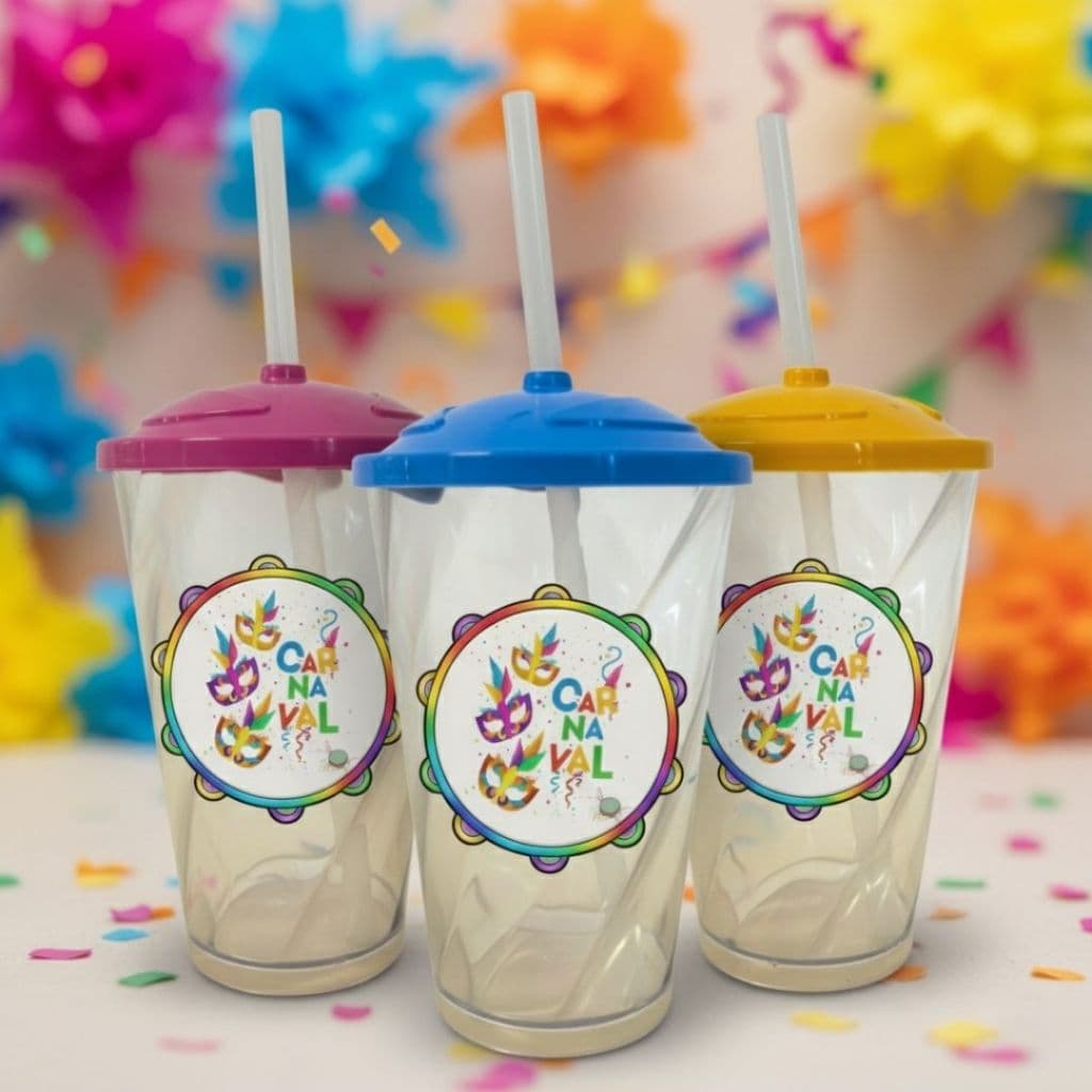 5 Copos Twister 500ml Personalizado Carnaval Festa Evento