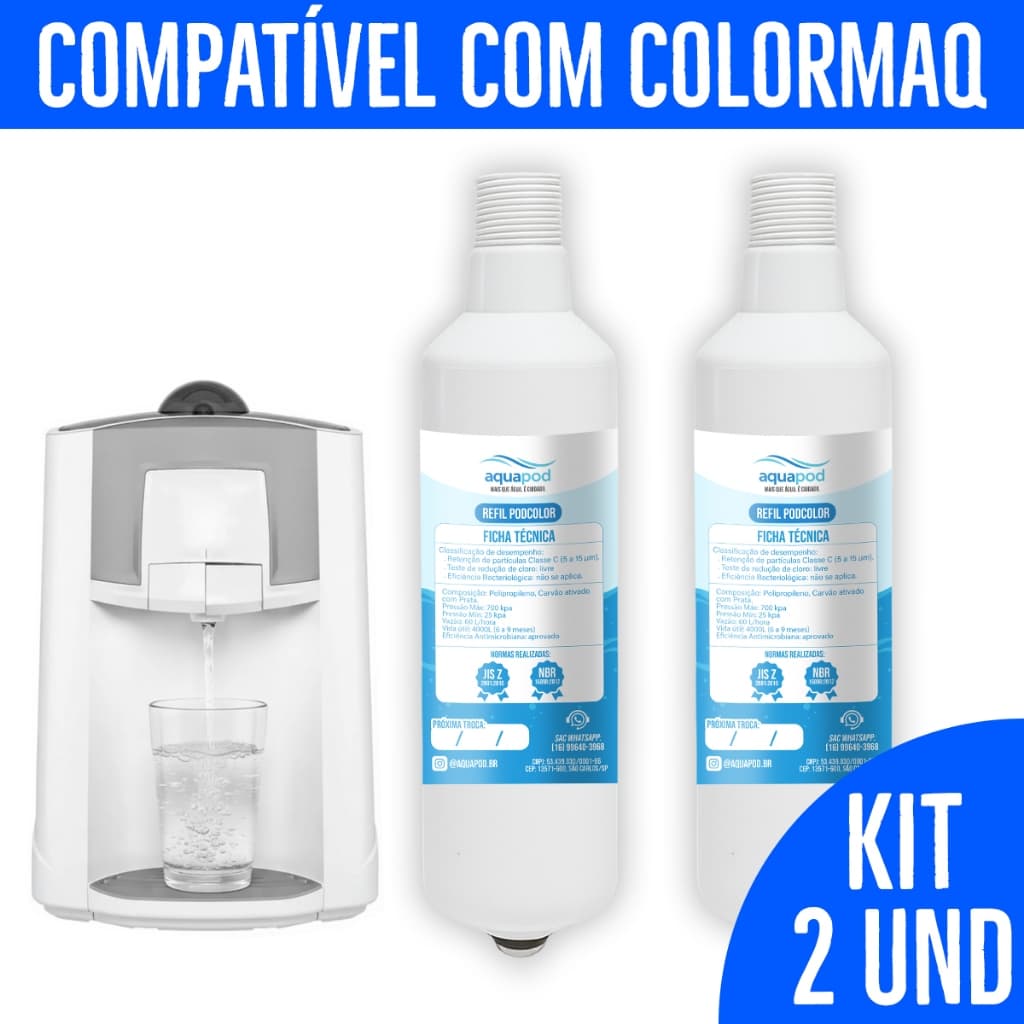 Kit 2 Refil Aquapod Compatilvel com Purificador Colormaq