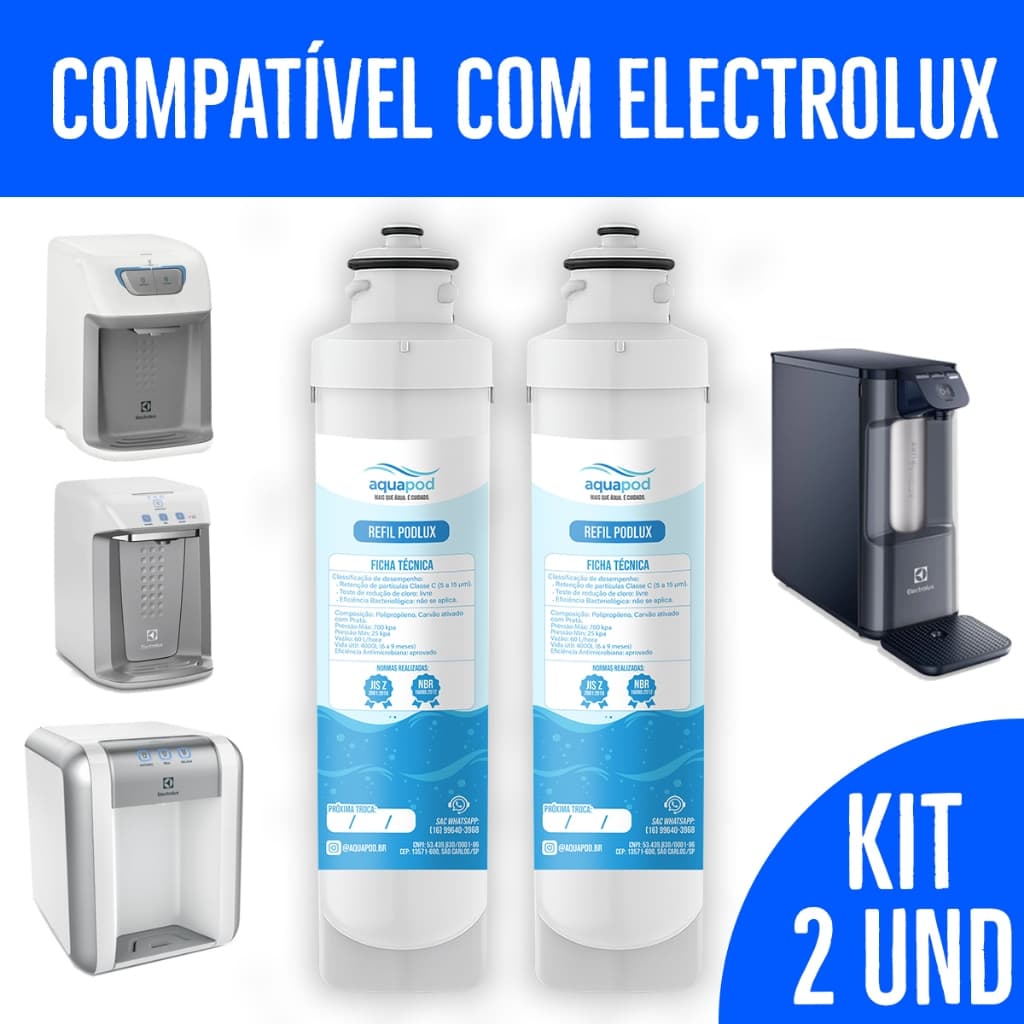 Kit 2 Filtro Aquapod Purificador Electrolux Pe11b Pe11x Pappca40