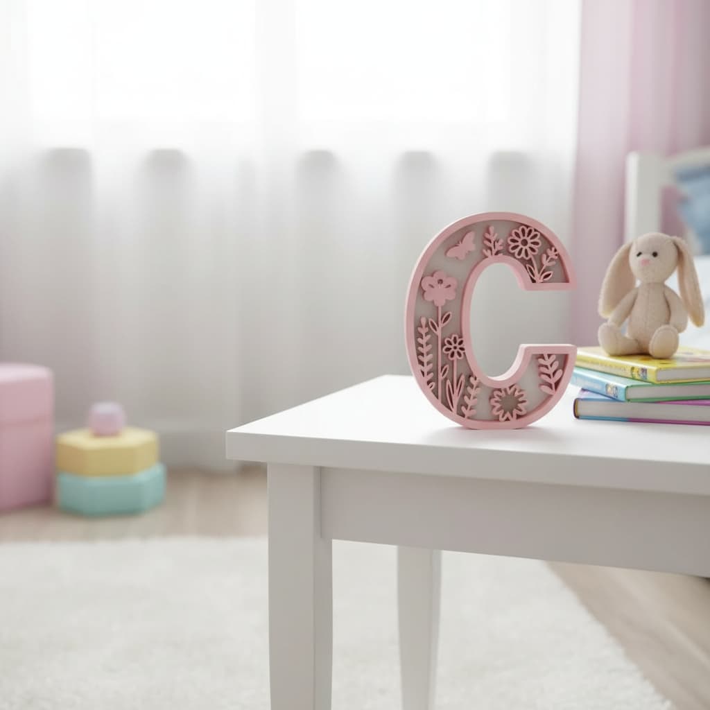 Letra Inicial Floral 3D Personalizada | Decoração Porta Maternidade e Quarto Bebê