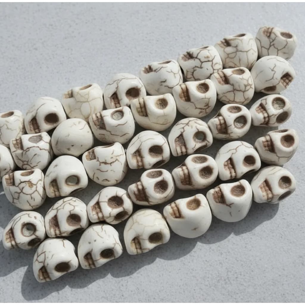 7 Firma Entremeio De Caveira Branca Para Guia 12mm Umbanda 8 Mm