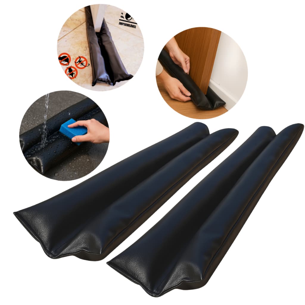 Kit 2 Veda porta rolinho protetor duplo ajustável impermeável 70/80/90/100cm anti inseto corrente de ar  e ruído