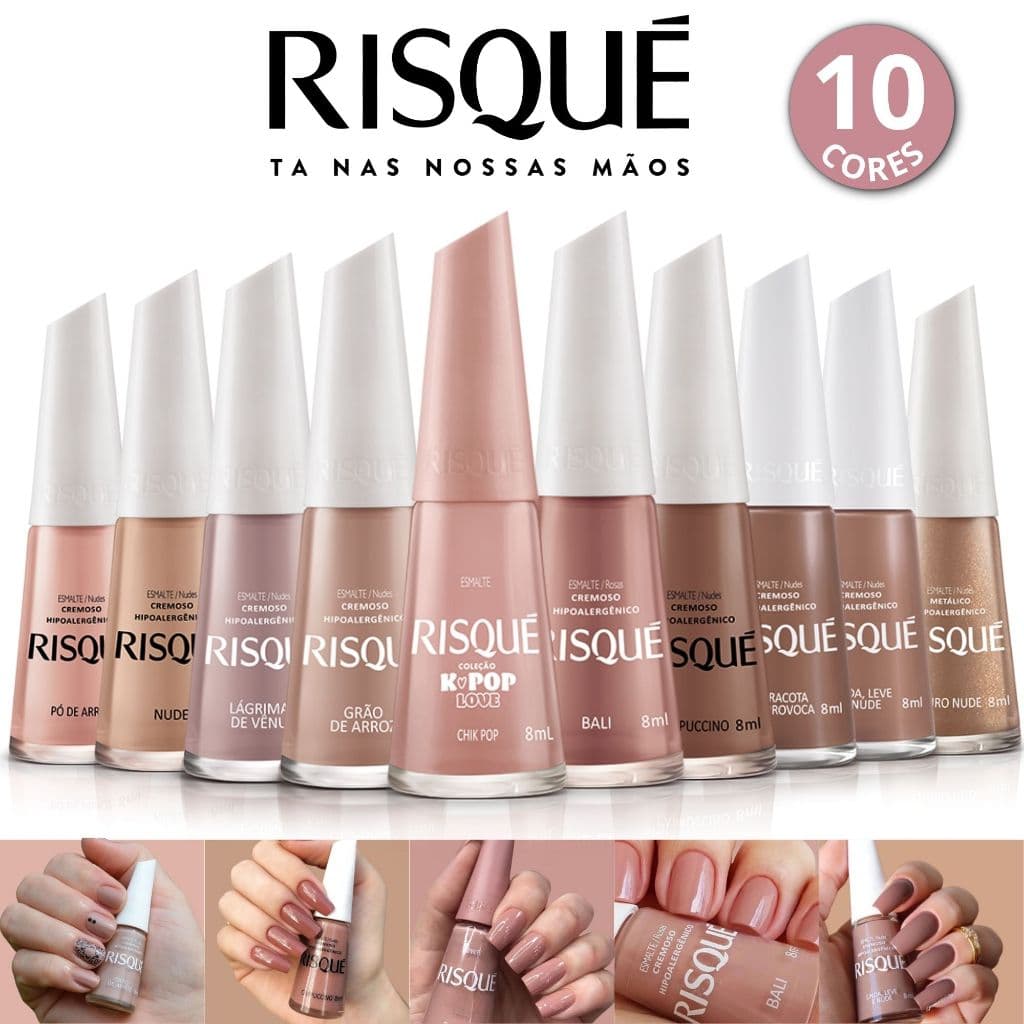 Kit 10 Esmaltes Risqué Tons Nude Marrom Claro Esmaltes Atacado