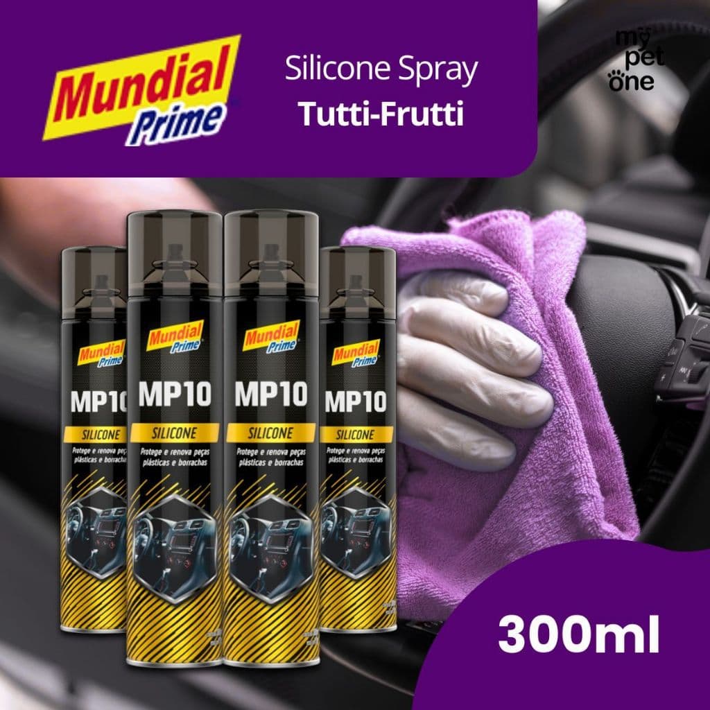 Kit 4 Silicone Antiestático Restaurador de Painel Spray Tutti Frutti 300ml - MP10 Mundial Prime