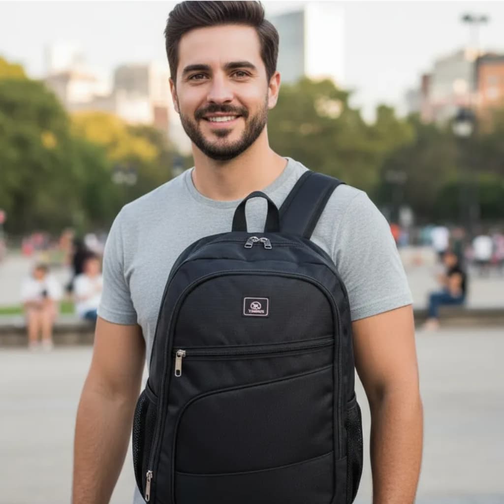 Mochila preta básica feminina masculina para notebook faculdade trabalho em promoção
