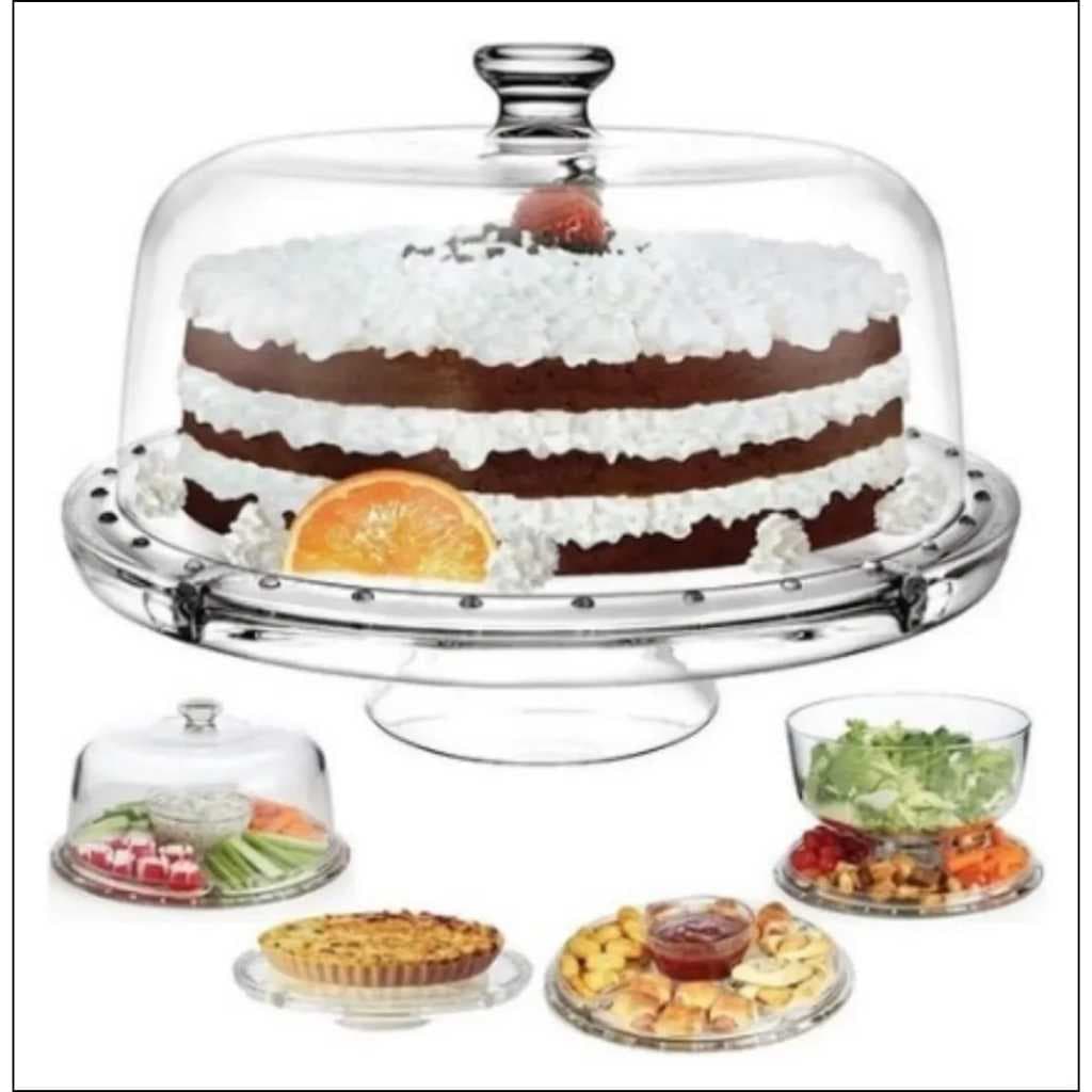 Centro de Mesa de Vidro Multiuso com Tampa - Elegância e Praticidade em 5 Funções