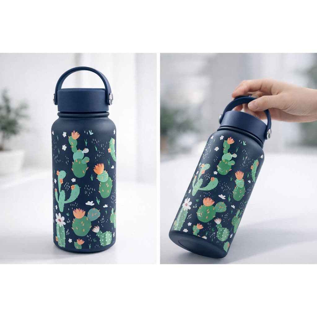 Garrafa Térmica Estampada – Design Cactos