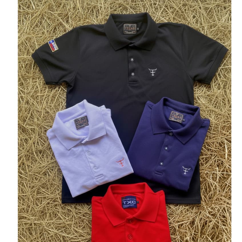 Camiseta country masculina polo bordada TXC