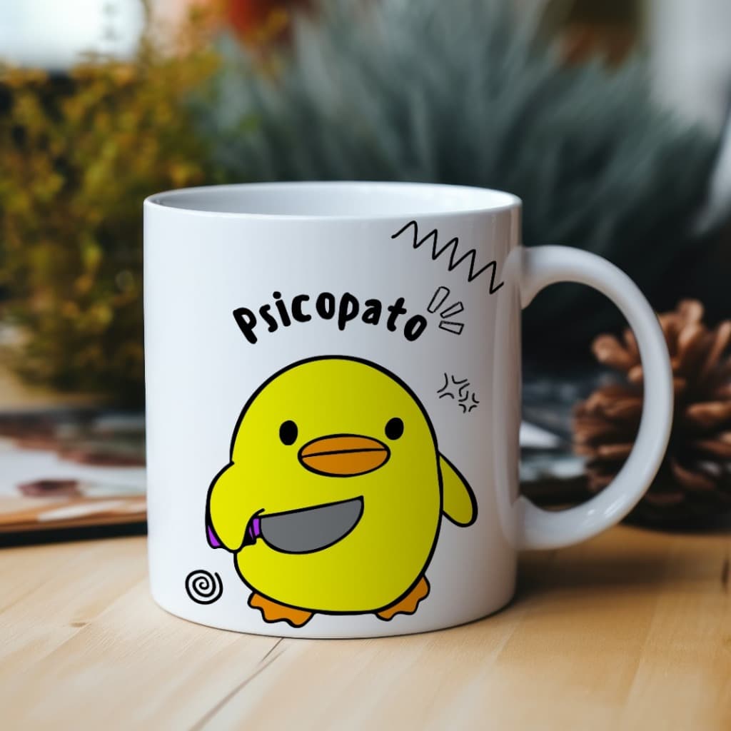 Caneca Xícara Me irrita Pato Ver Psicopato Psicopata Patinho Engraçado Pato Personalizada OFERTA RELÂMPAGO!