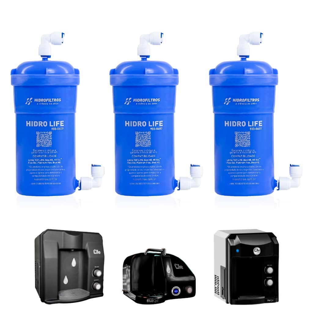 1, 2 ou 3 Unidades Refil Alcalino Hidro Life Compatível Top Life New HE, Oxi, Flex e Platinum