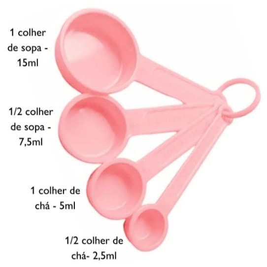 Conjunto de Colheres Medidas Rosa: 4 peças com medidor