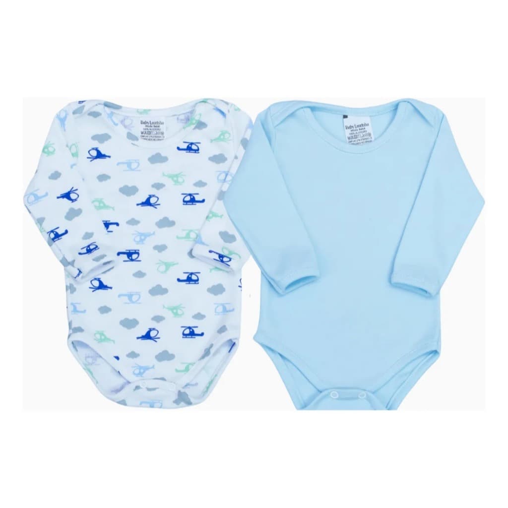 Kit 2 Body Bebê Menino em Malha Canelada Algodão 100% Infantil Conforto Premium Macio Dia a Dia