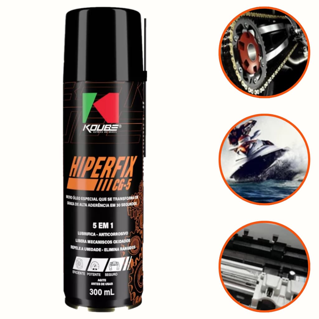 Koube Hiper Fix CG5 Spray Lubrificante Desengripante 5 Em 1 Oleo Graxa 200ml