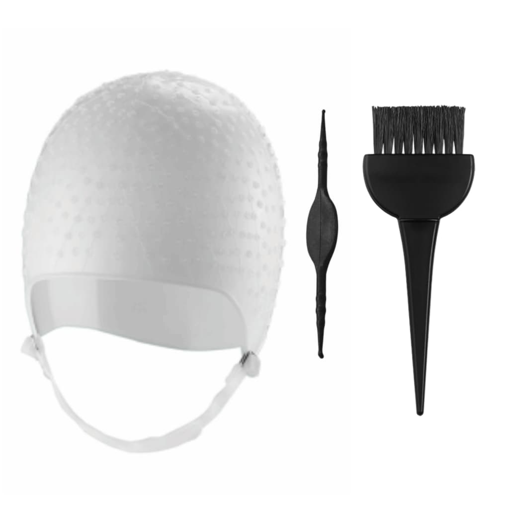 Kit Tintura Coloração hidratação Pincel e Touca Siliconada Mechas Luzes Com Agulha Dompel Br Salao
