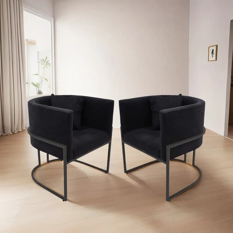 2 Poltronas base preta, tecido SUEDE, almofada brinde