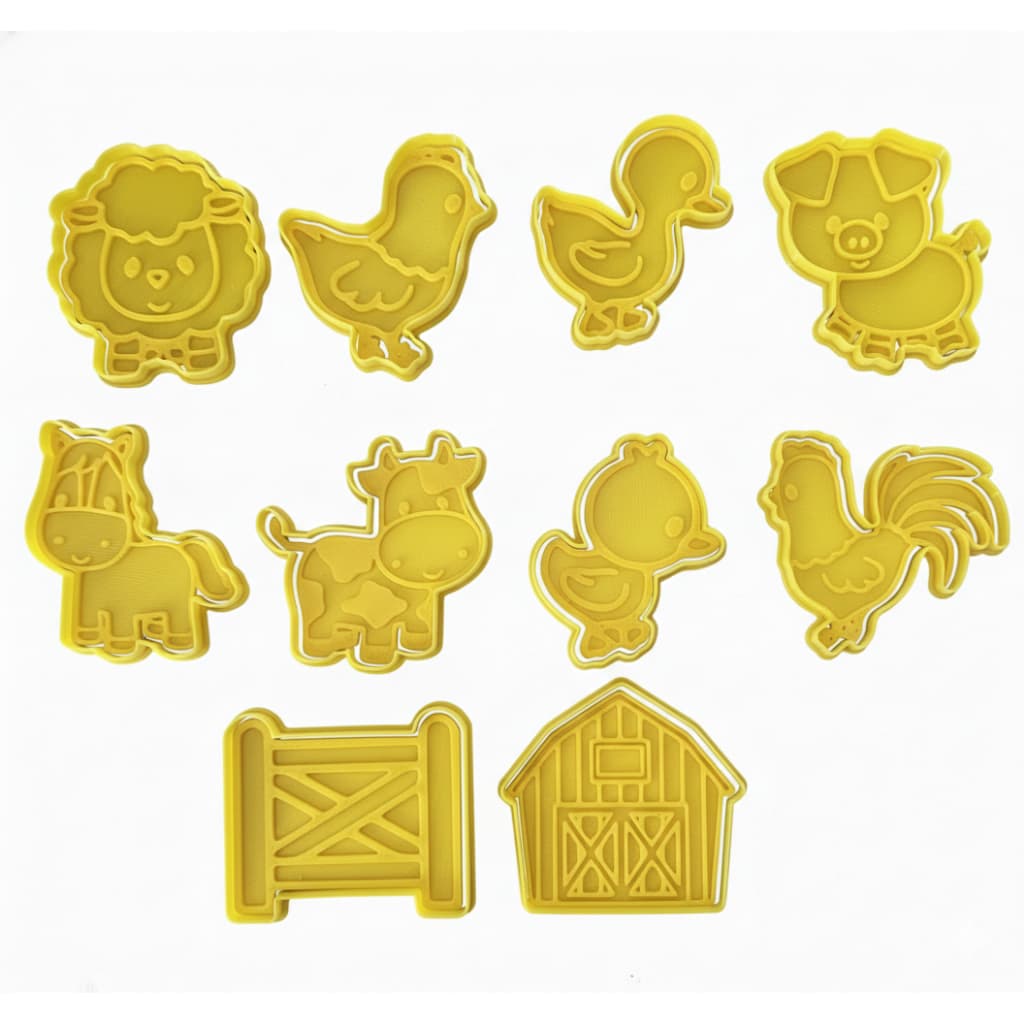 Cortadores de Biscoito Fazendinha Kit com 5 ou 10 | Massa de modelar | Biscuit – Impressão 3D