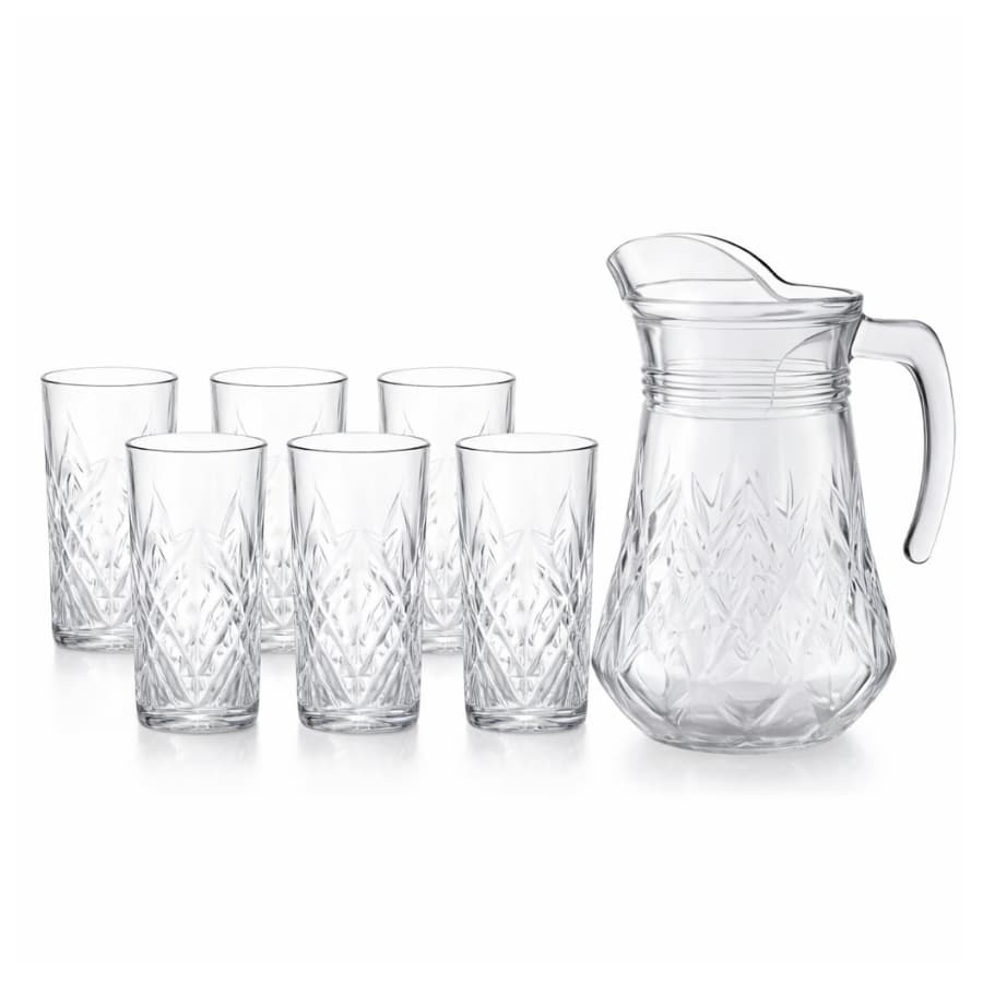 Conjunto Jarra com 6 Copos em Vidro Para Suco 1L / 250ml