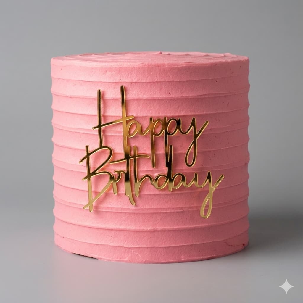 Aplique Lateral Para Bolo Happy Birthday Acrílico Espelhado Topo de Bolo